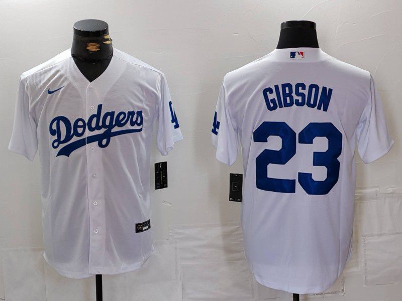Men Los Angeles Dodgers #23 Gibson White Nike Game 2024 MLB Jersey style 1